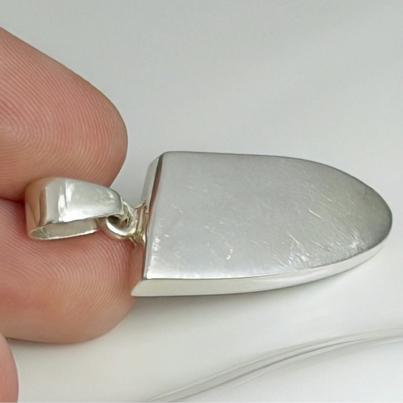 Vintage Sterling Silver 925 Mother of Pearl Pendant Retro Southwest Inlay Style - Picture 4 of 8